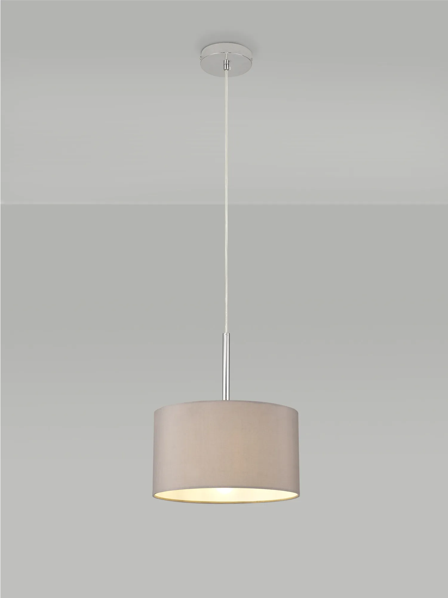 Baymont 30cm Pendant 1 Light Polished Chrome; Grey DK0126  Deco Baymont CH GR